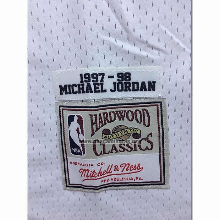 Camiseta Chicago Bulls Michael Jordan NO 23 Hardwood Classics Throwback 1997-98 Blanco